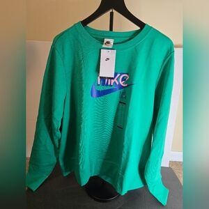 Nike Club Fleece French Terry Graphic Sweatshirt FN3628-324 1X NWT